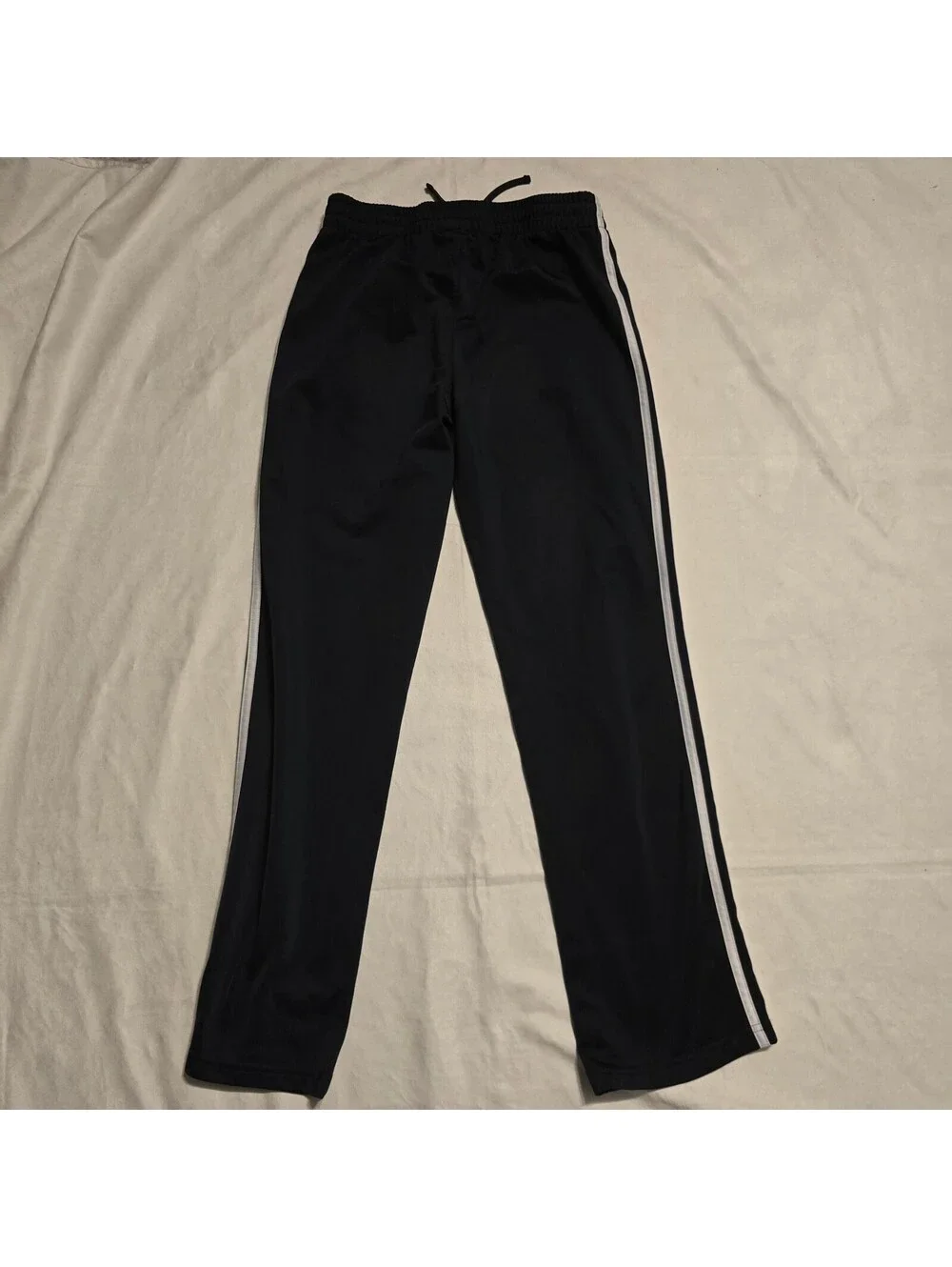 Adidas Black Track Pants with White Stripes, Size XL (18/20), Polyester